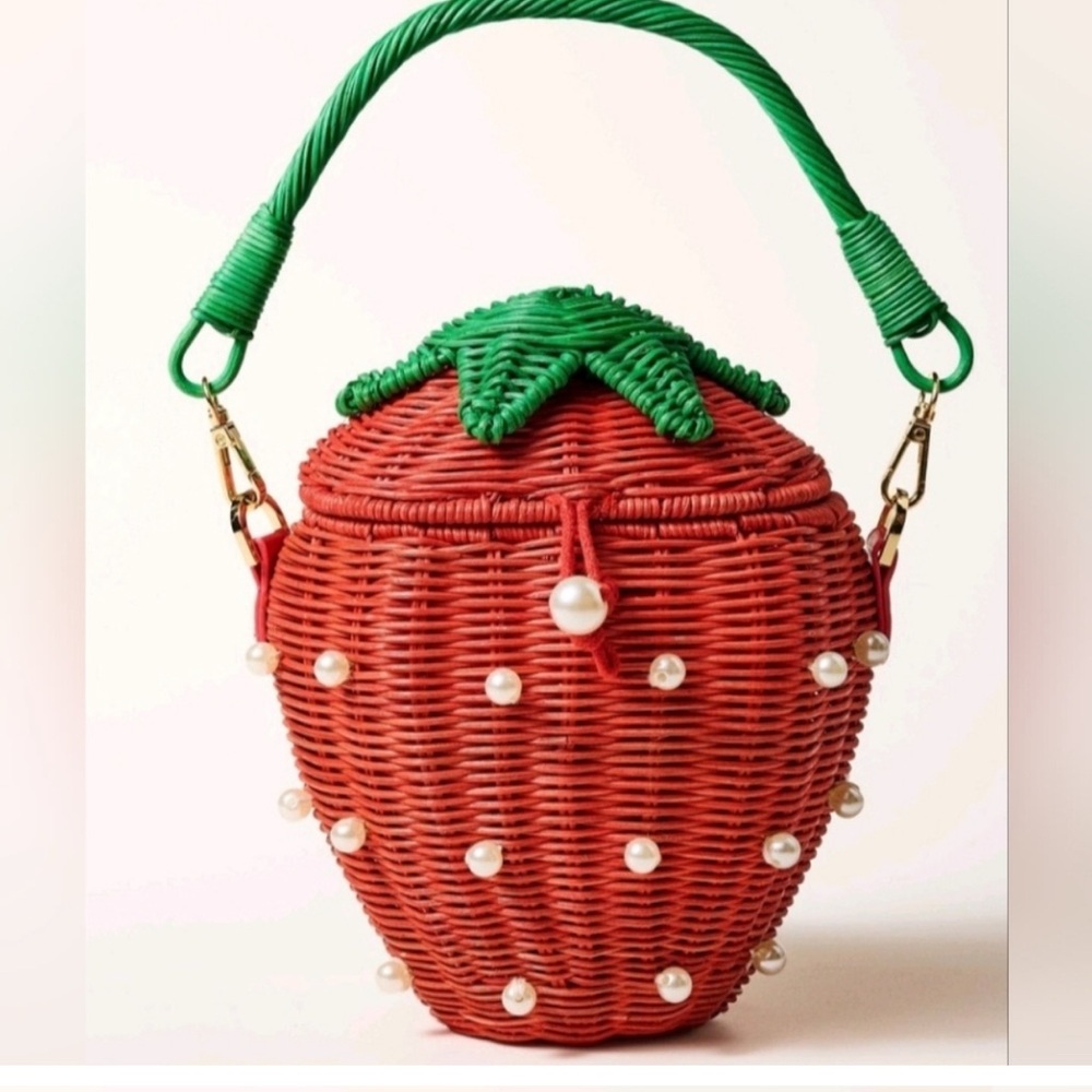 RARE NWT Kate Spade New York x Target Wicker Strawberry Pearl Bag